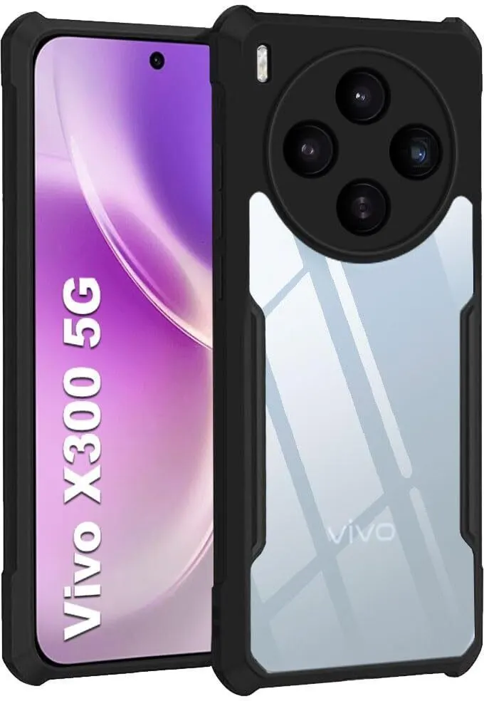 Xolia Back Cover for Vivo X300 5G (Transparent, Black, Shock Proof, Polycarbonate, Pack of: 1)