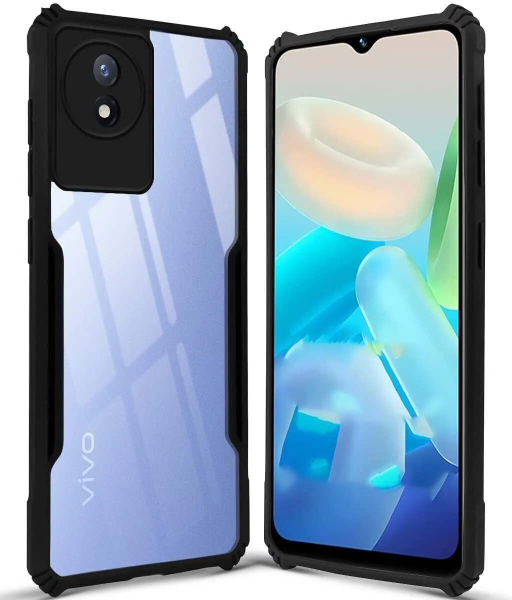 Micvir Back Cover for Vivo Y02 (Transparent, Black, Shock Proof, Polycarbonate, Pack of: 1) — image 4 of 5