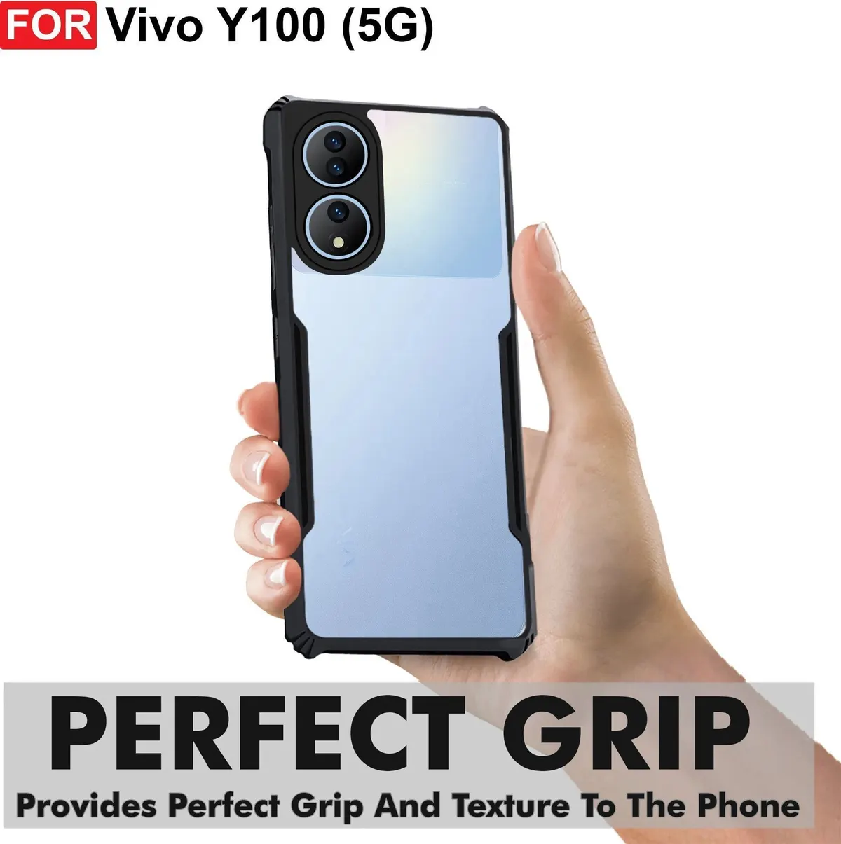 Micvir Back Cover for Vivo Y100 5G (Transparent, Black, Shock Proof, Polycarbonate, Pack of: 1) — image 2 of 5