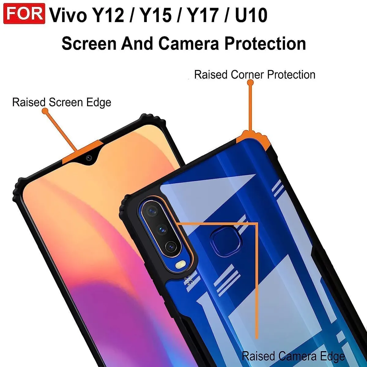 Micvir Back Cover for Vivo Y15 (Transparent, Black, Shock Proof, Polycarbonate, Pack of: 1) — image 4 of 5
