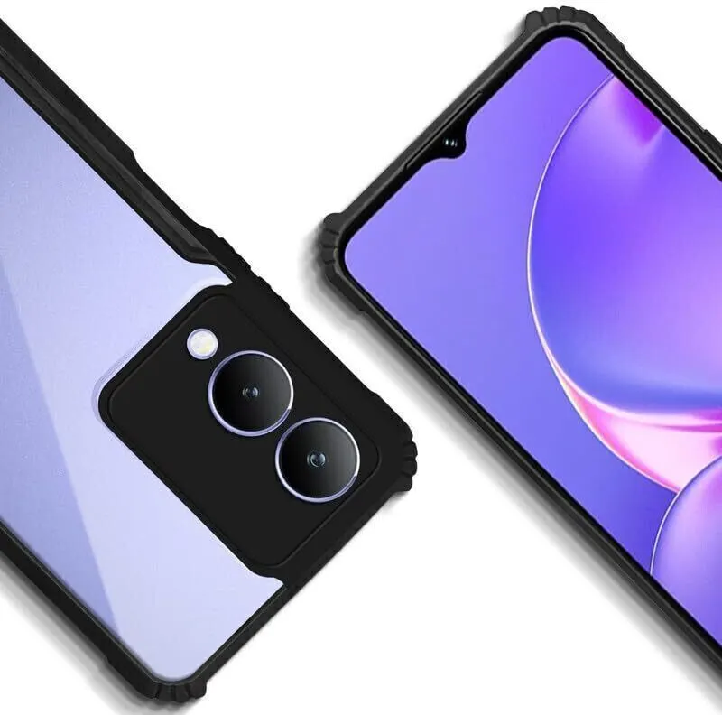 Micvir Back Cover for Vivo Y17s (Transparent, Black, Shock Proof, Polycarbonate, Pack of: 1) — image 2 of 5