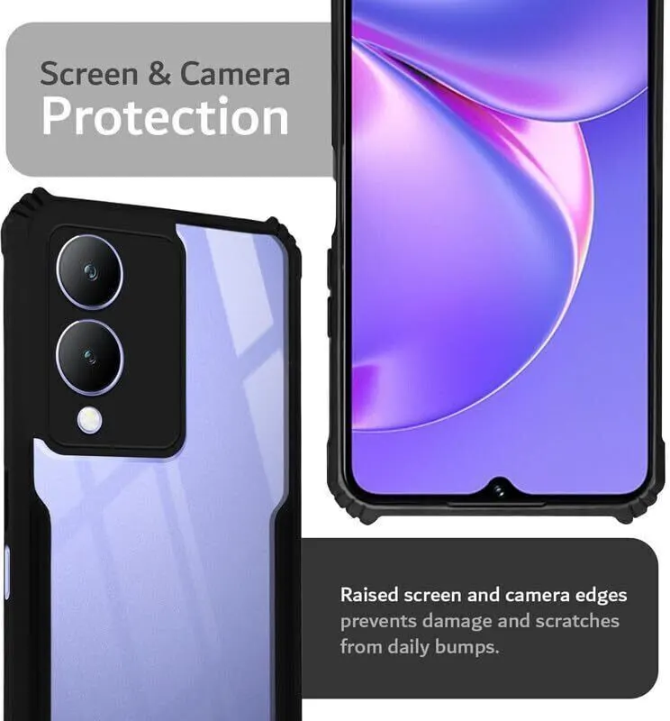 Micvir Back Cover for Vivo Y17s (Transparent, Black, Shock Proof, Polycarbonate, Pack of: 1) — image 3 of 5