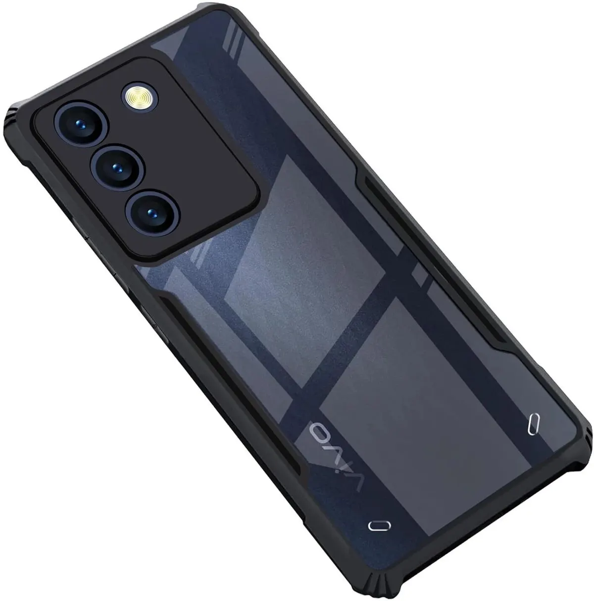 Micvir Back Cover for Vivo Y200e 5G (Transparent, Black, Shock Proof, Polycarbonate, Pack of: 1)