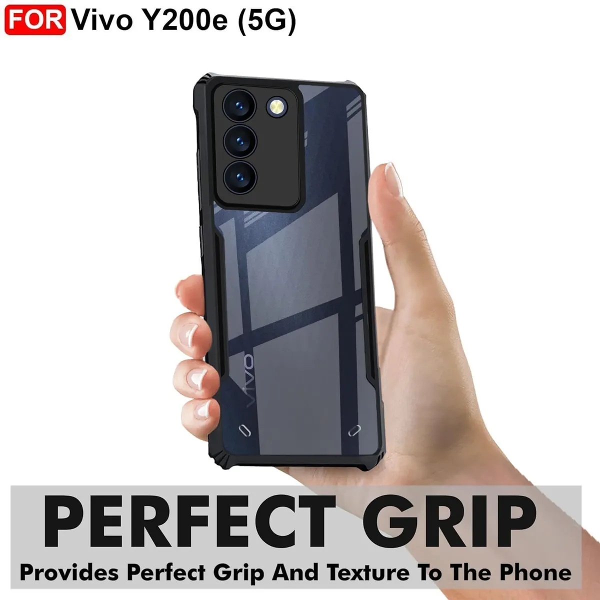 Micvir Back Cover for Vivo Y200e 5G (Transparent, Black, Shock Proof, Polycarbonate, Pack of: 1) — image 2 of 5