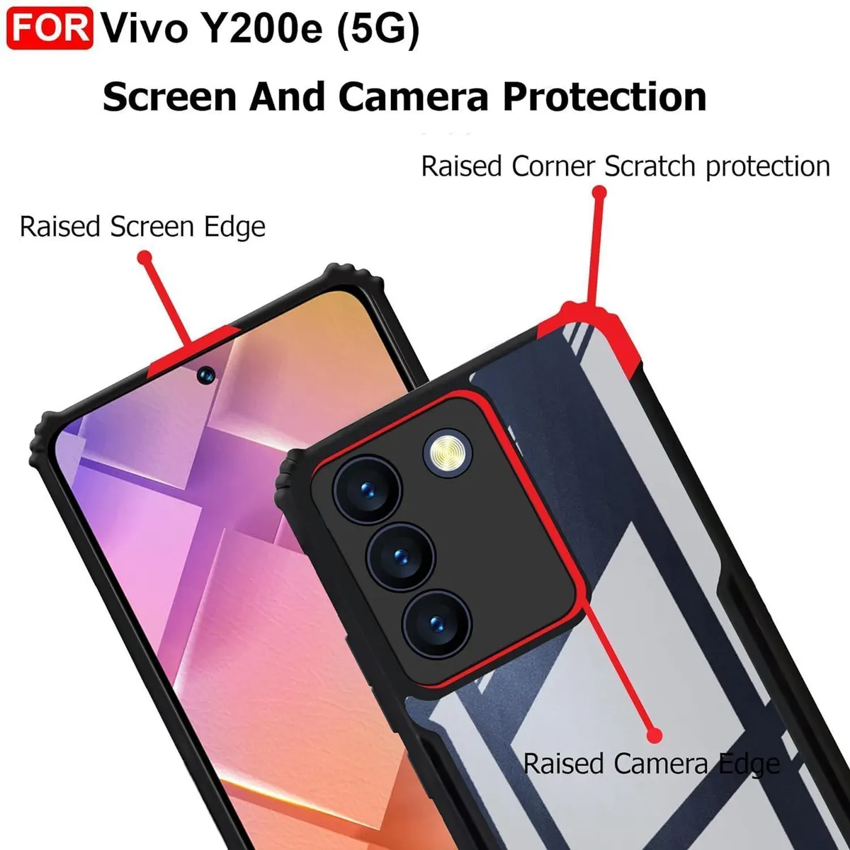 Micvir Back Cover for Vivo Y200e 5G (Transparent, Black, Shock Proof, Polycarbonate, Pack of: 1) — image 4 of 5