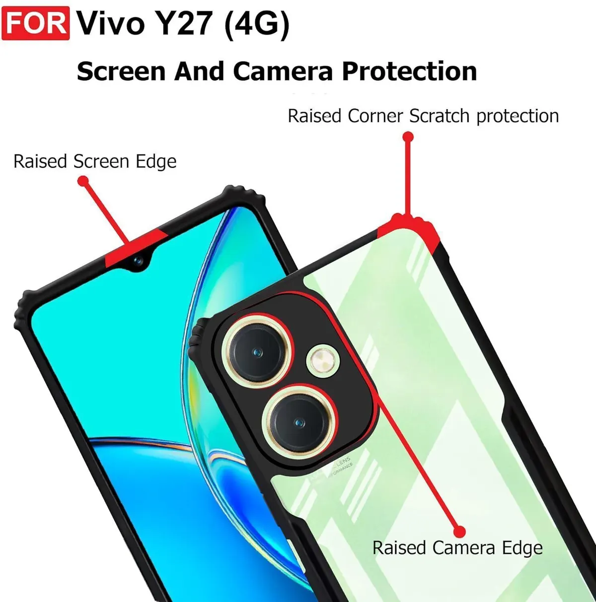 Micvir Back Cover for vivo Y27 (Transparent, Black, Shock Proof, Polycarbonate, Pack of: 1) — image 4 of 5