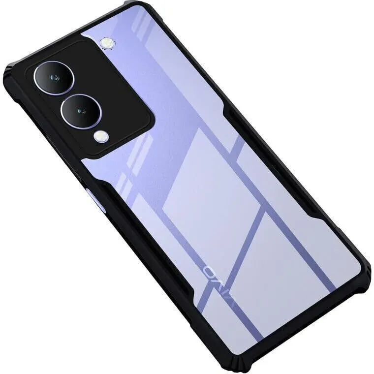 Micvir Back Cover for Vivo Y29s 5G (Transparent, Black, Shock Proof, Polycarbonate, Pack of: 1)
