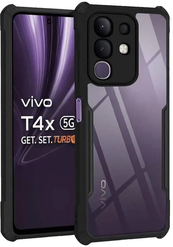 Micvir Back Cover for Vivo Y31 Pro 5G (Transparent, Black, Shock Proof, Polycarbonate, Pack of: 1)