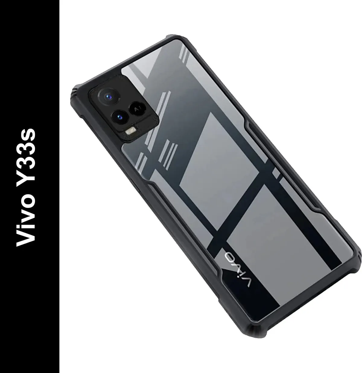 Micvir Back Cover for Vivo Y33s (Transparent, Black, Shock Proof, Polycarbonate, Pack of: 1)