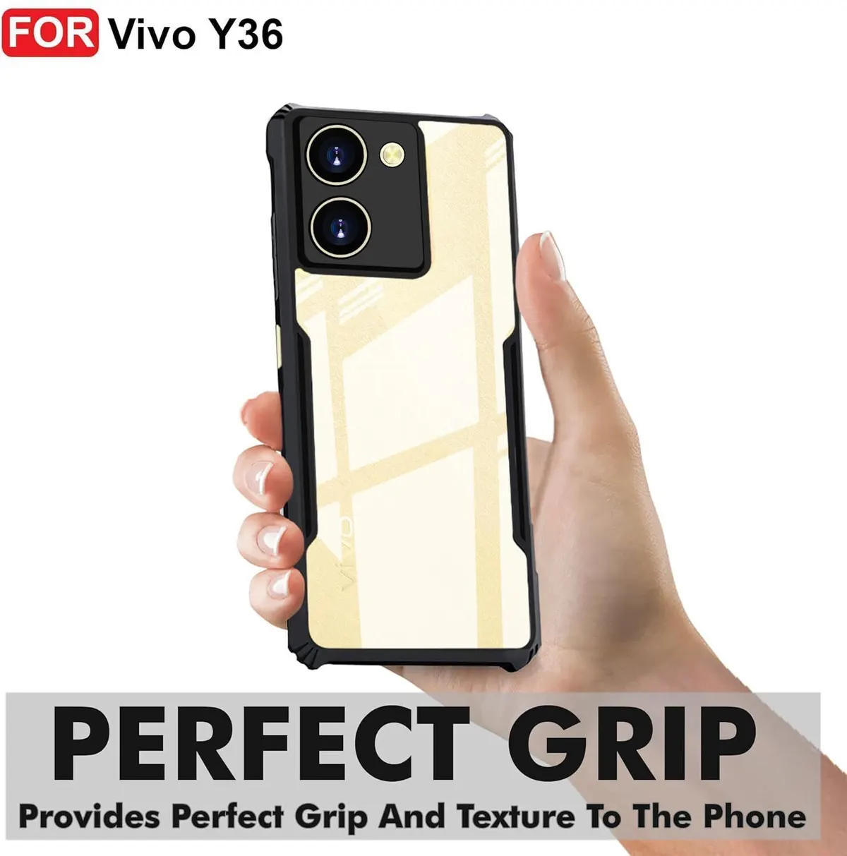 Micvir Back Cover for Vivo Y36 5G (Transparent, Black, Shock Proof, Polycarbonate, Pack of: 1) — image 2 of 5