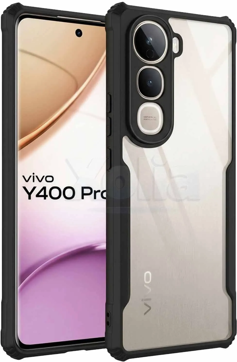 Micvir Back Cover for Vivo Y400 Pro 5G (Transparent, Black, Shock Proof, Polycarbonate, Pack of: 1)