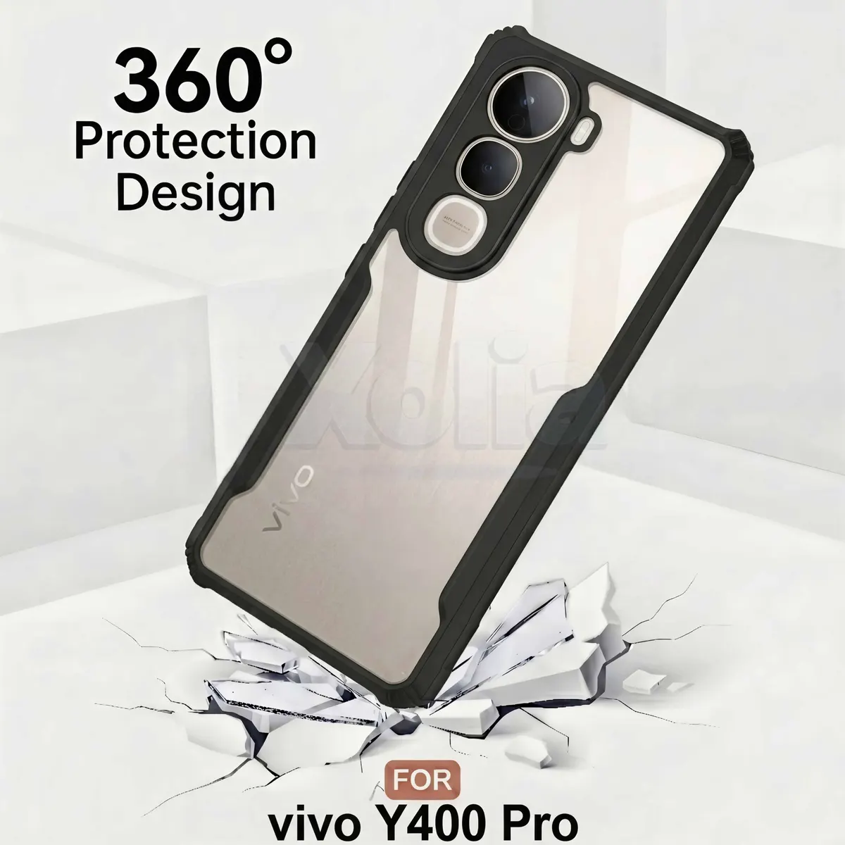 Micvir Back Cover for Vivo Y400 Pro 5G (Transparent, Black, Shock Proof, Polycarbonate, Pack of: 1) — image 3 of 5
