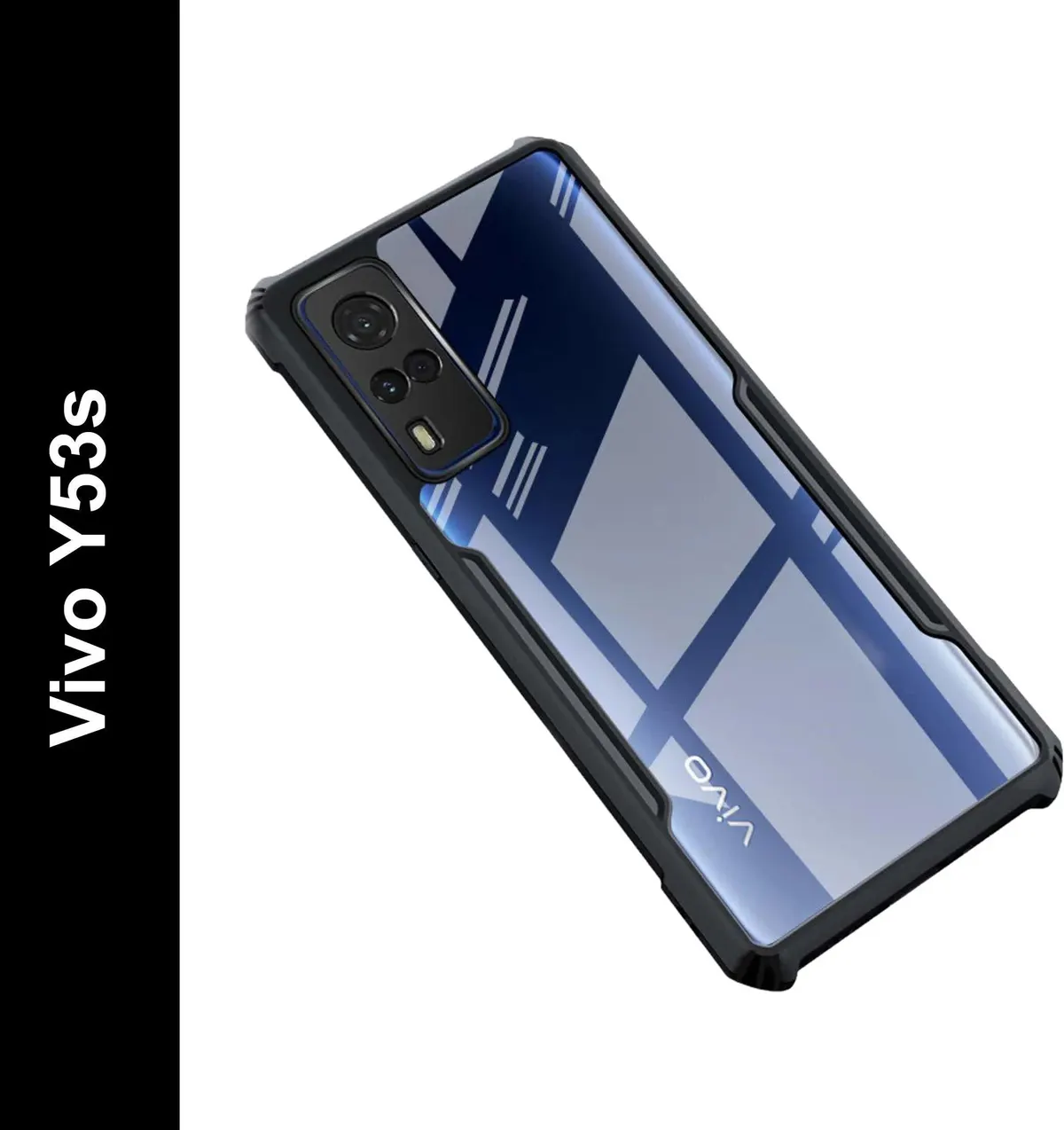 Micvir Back Cover for Vivo Y53s (Transparent, Black, Shock Proof, Polycarbonate, Pack of: 1)