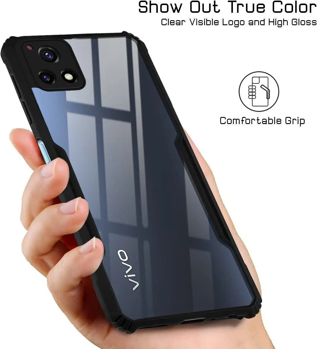 Micvir Back Cover for Vivo Y72 5G (Transparent, Black, Shock Proof, Polycarbonate, Pack of: 1) — image 2 of 5