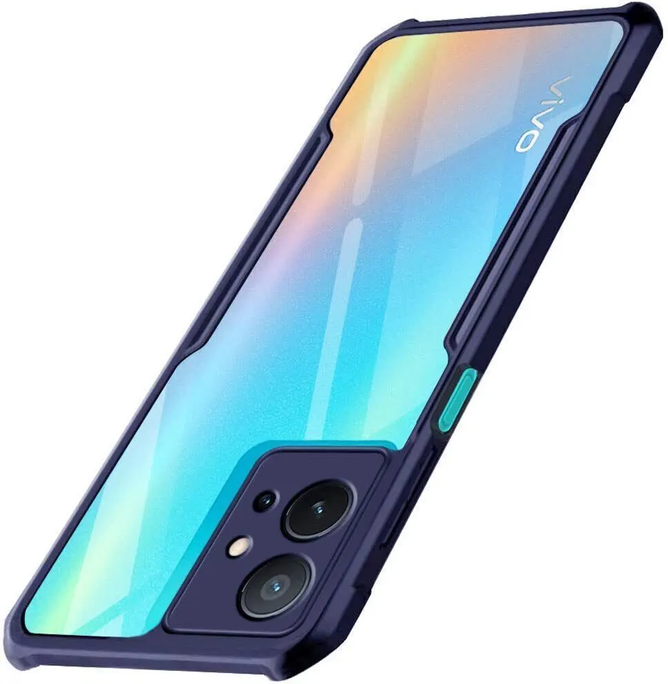 Micvir Back Cover for Vivo Y75 5G (Transparent, Blue, Shock Proof, Polycarbonate, Pack of: 1)