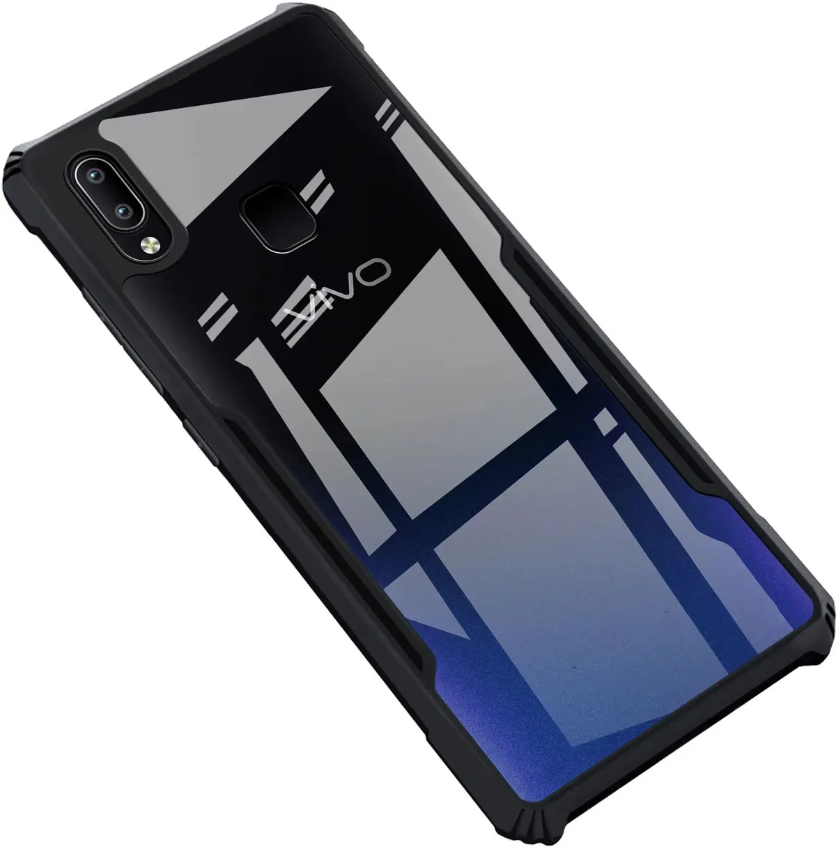 Micvir Back Cover for Vivo Y91 (Transparent, Black, Shock Proof, Polycarbonate, Pack of: 1)