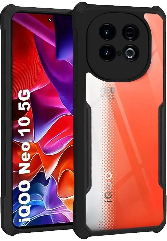 Micvir Back Cover for IQOO Neo 10 5G (Transparent, Black, Shock Proof, Polycarbonate, Pack of: 1)