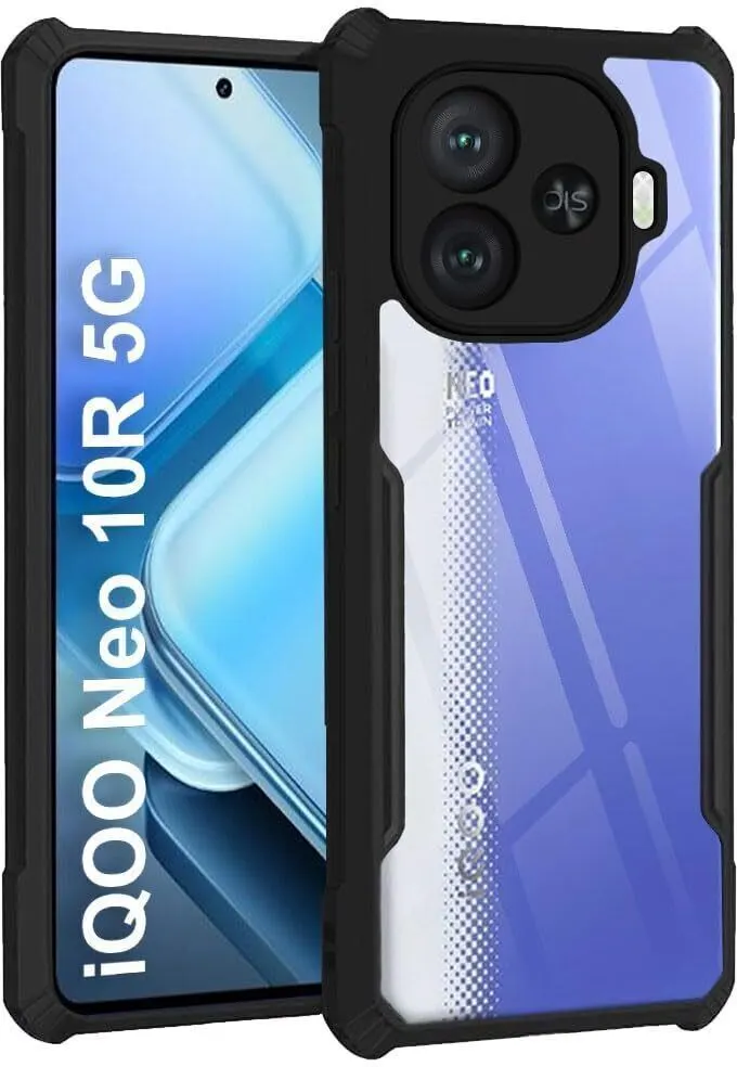 Micvir Back Cover for IQOO Neo 10R 5G (Transparent, Black, Shock Proof, Polycarbonate, Pack of: 1)