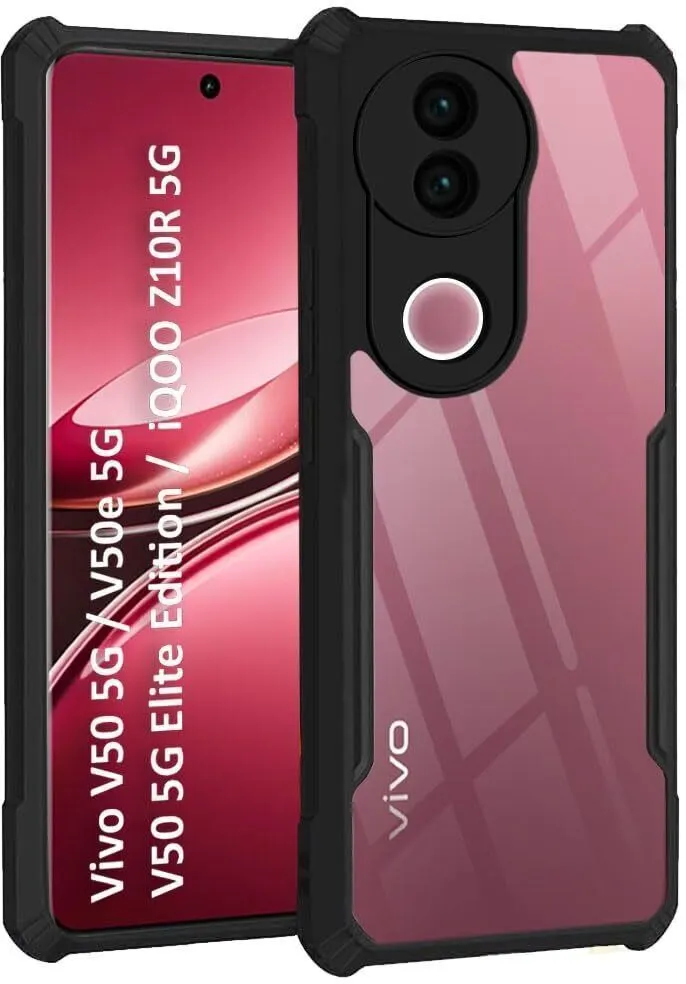 Micvir Back Cover for iQOO Z10R 5G (Transparent, Black, Shock Proof, Polycarbonate, Pack of: 1)