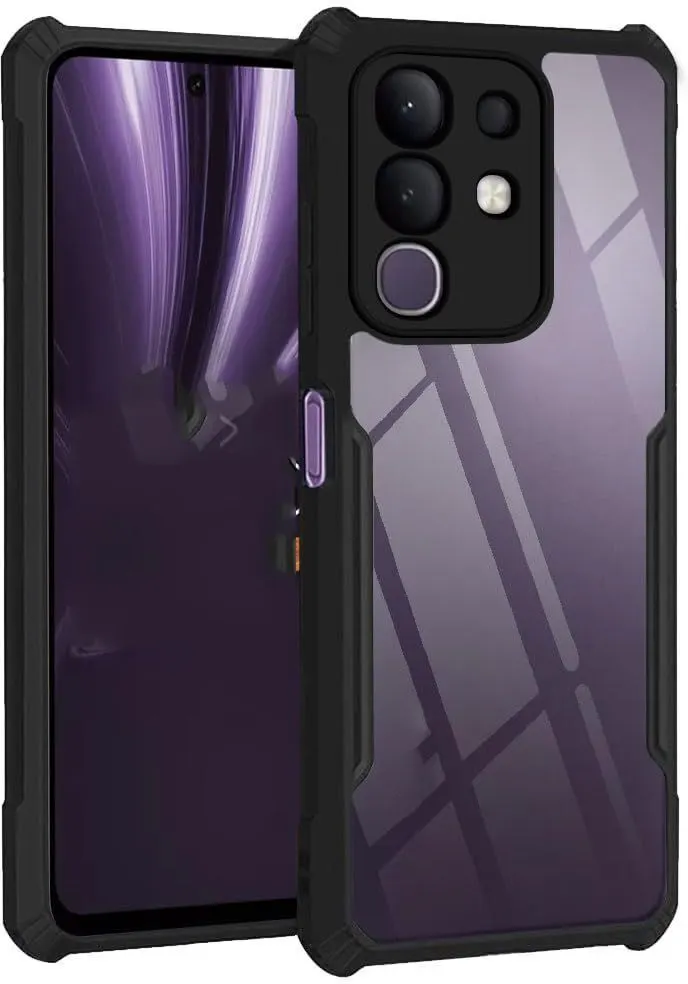 Micvir Back Cover for iQOO Z10x 5G (Transparent, Black, Shock Proof, Polycarbonate, Pack of: 1)