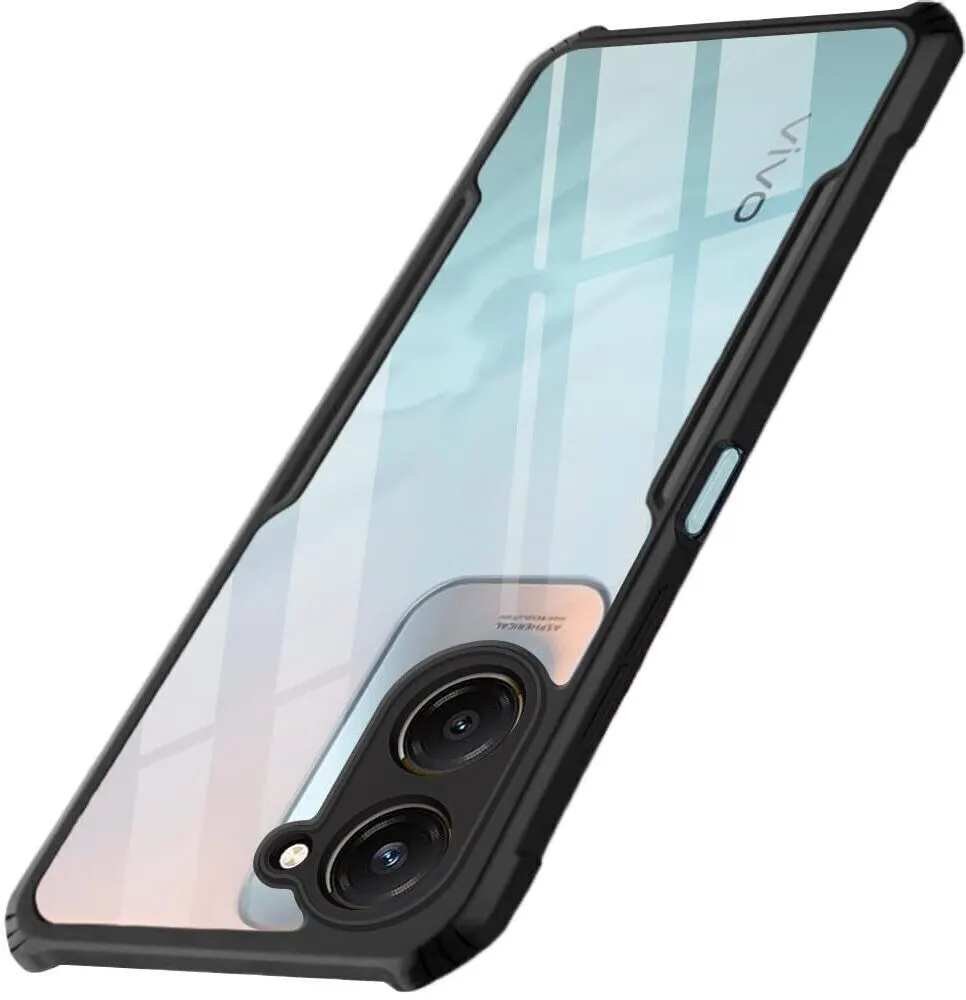 Micvir Back Cover for iQOO Z9 Lite 5G (Transparent, Black, Shock Proof, Polycarbonate, Pack of: 1)