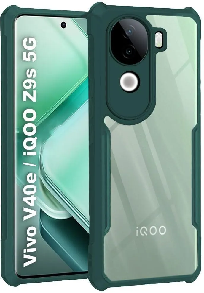 Micvir Back Cover for iQOO Z9s 5G (Transparent, Green, Shock Proof, Polycarbonate, Pack of: 1)