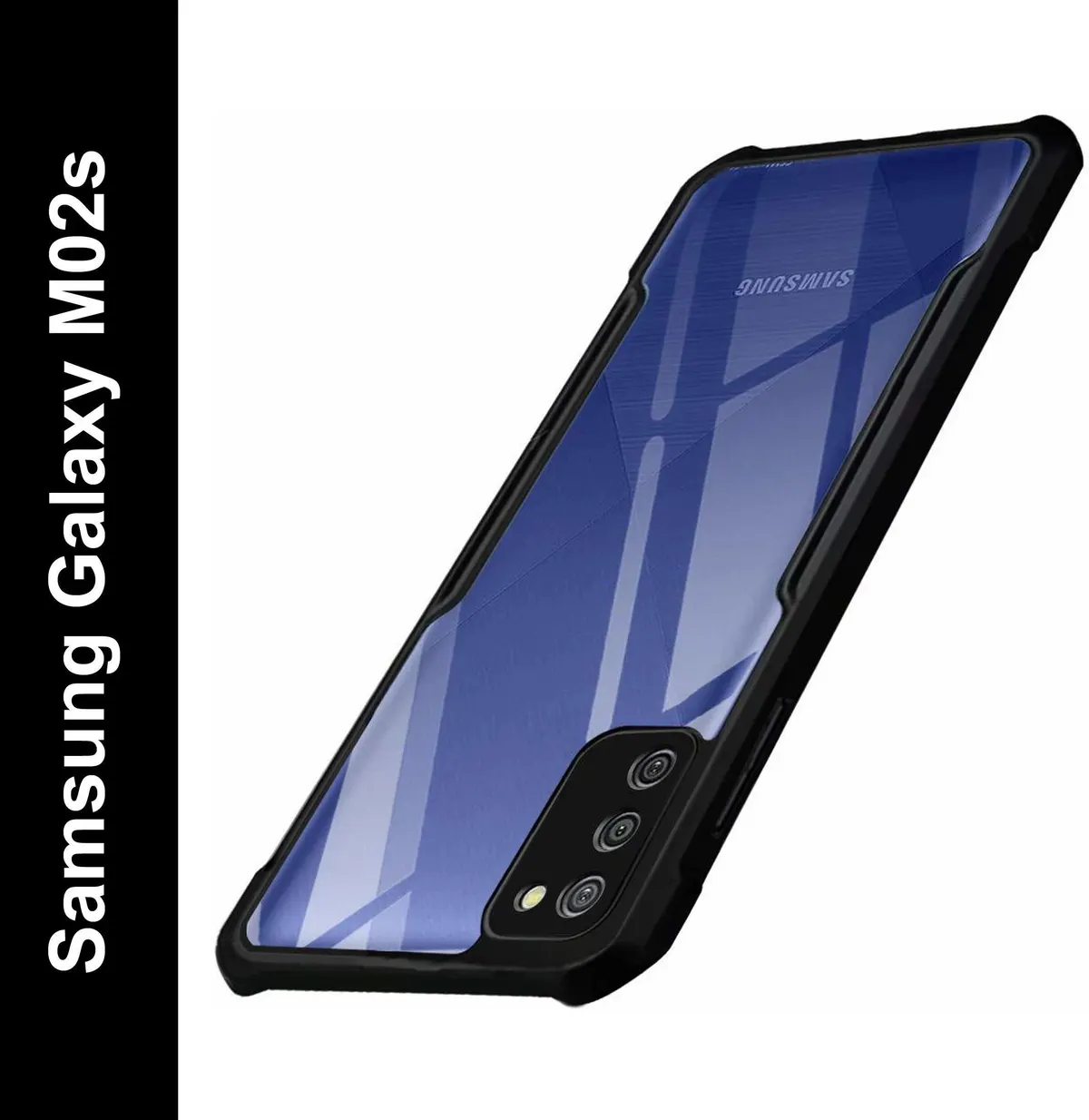 Micvir Back Cover for Samsung Galaxy M02s|F02s (Transparent, Black, Shock Proof, Polycarbonate, Pack of: 1)