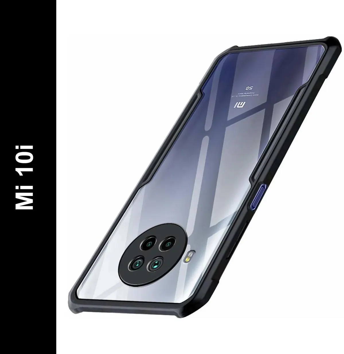 Micvir Back Cover for Mi 10i (Transparent, Black, Shock Proof, Polycarbonate, Pack of: 1)