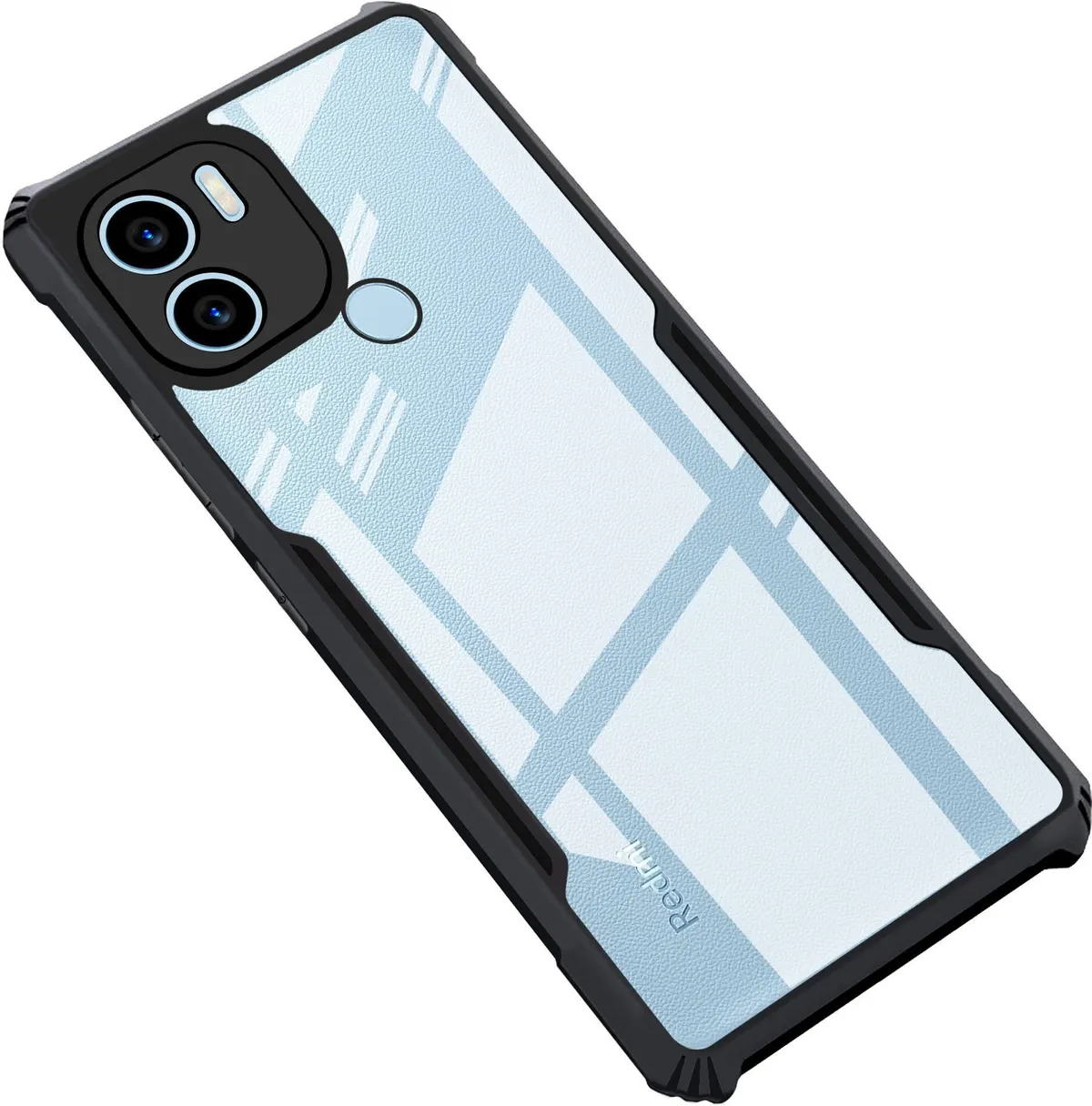 Micvir Back Cover for POCO C50, Poco C51, Redmi A1 Plus, Redmi A2 Plus (Transparent, Black, Shock Proof, Polycarbonate, Pack of: 1)