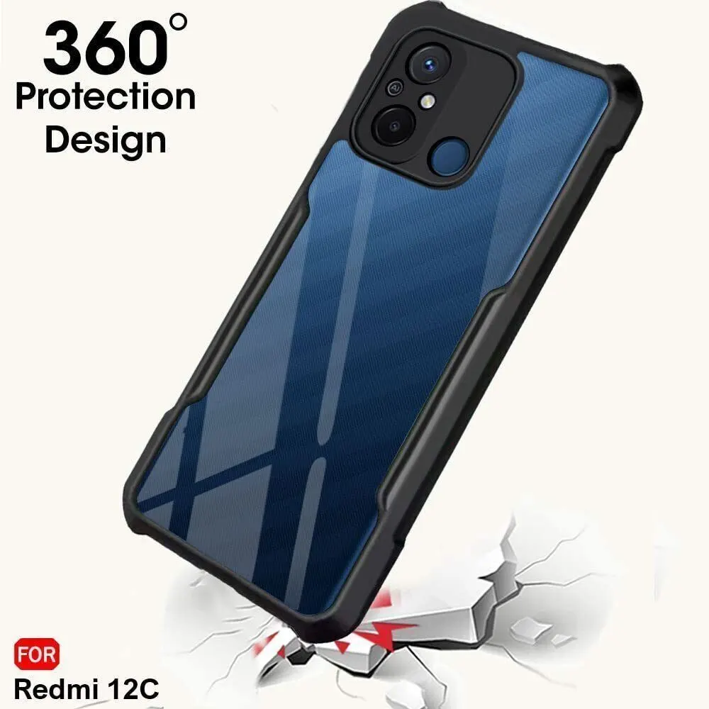 Micvir Back Cover for Redmi 12C (Transparent, Black, Shock Proof, Polycarbonate, Pack of: 1) — image 2 of 5