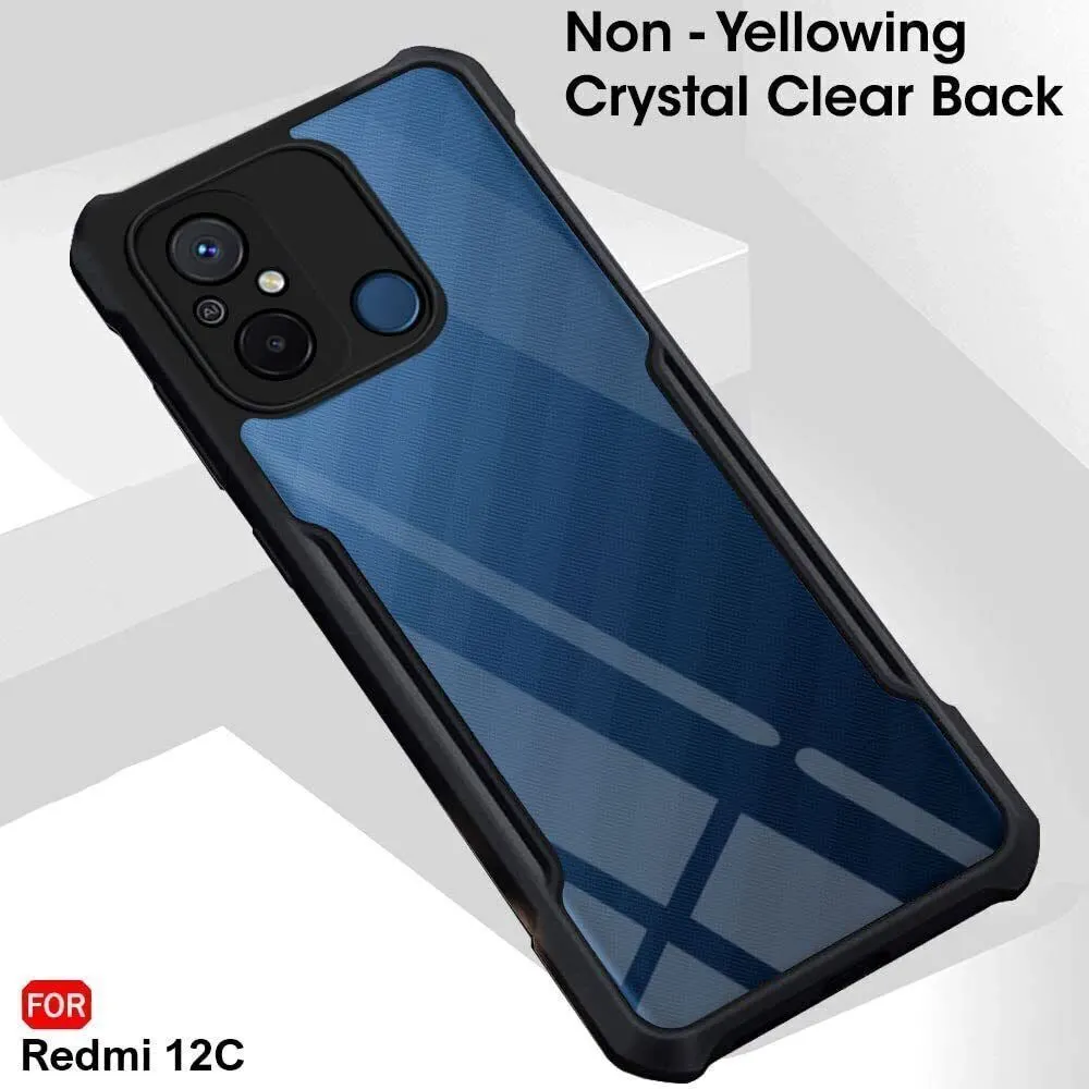 Micvir Back Cover for Redmi 12C (Transparent, Black, Shock Proof, Polycarbonate, Pack of: 1) — image 3 of 5