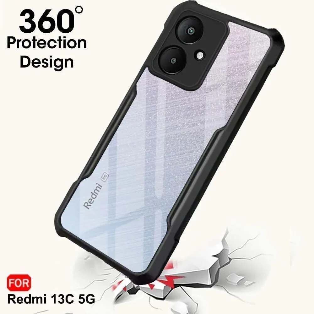 Micvir Back Cover for Redmi 13C 5G (Transparent, Black, Shock Proof, Polycarbonate, Pack of: 1) — image 2 of 5
