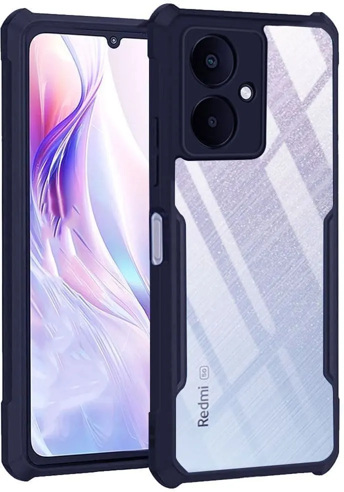 Micvir Back Cover for Redmi 13C 5G (Transparent, Blue, Shock Proof, Polycarbonate, Pack of: 1)