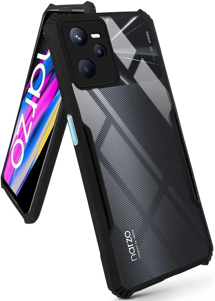 Micvir Back Cover for Realme Narzo 50A Prime (Transparent, Black, Shock Proof, Polycarbonate, Pack of: 1) — image 3 of 5