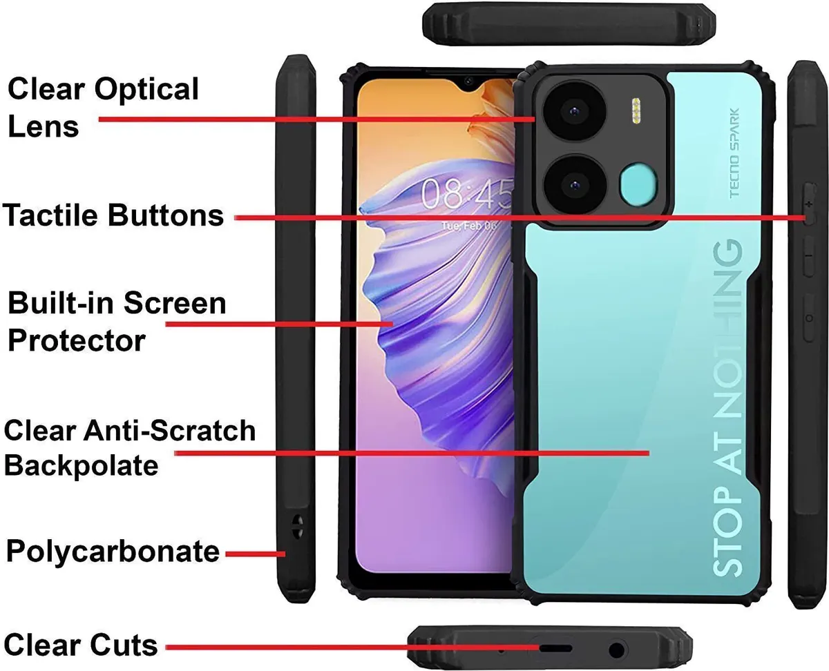 Micvir Back Cover for Tecno Spark Go 2023 (Transparent, Black, Shock Proof, Polycarbonate, Pack of: 1) — image 4 of 5
