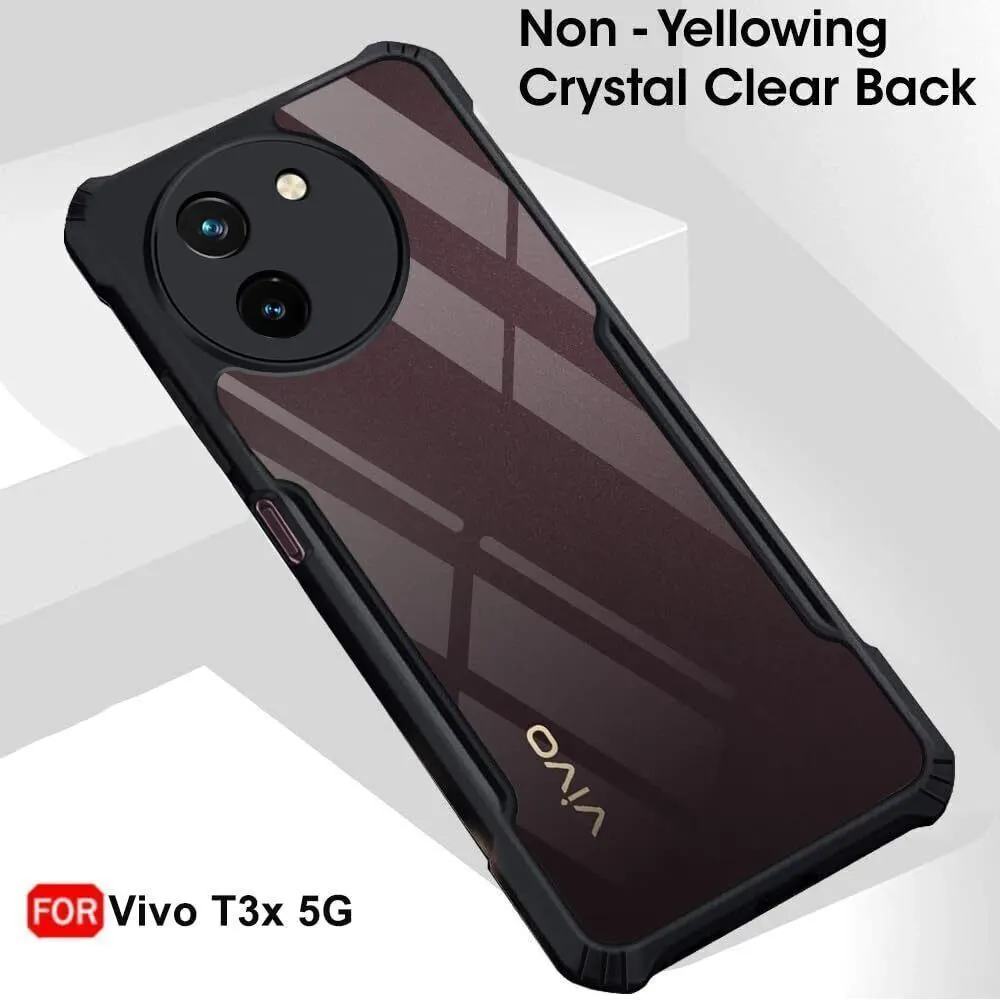 Micvir Back Cover for vivo T3X 5G (Transparent, Black, Shock Proof, Polycarbonate, Pack of: 1) — image 2 of 5