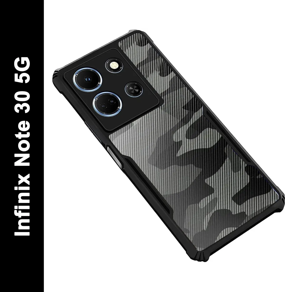 Micvir Back Cover for Infinix Note 30 5G (Transparent, Black, Camera Bump Protector, Pack of: 1)
