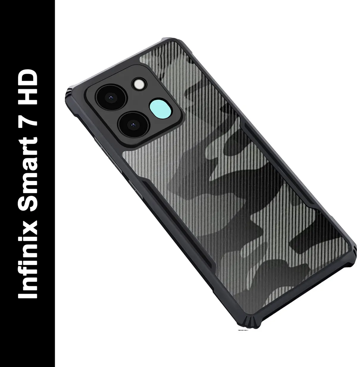Micvir Back Cover for Infinix Smart 7 HD (Transparent, Black, Camera Bump Protector, Pack of: 1)