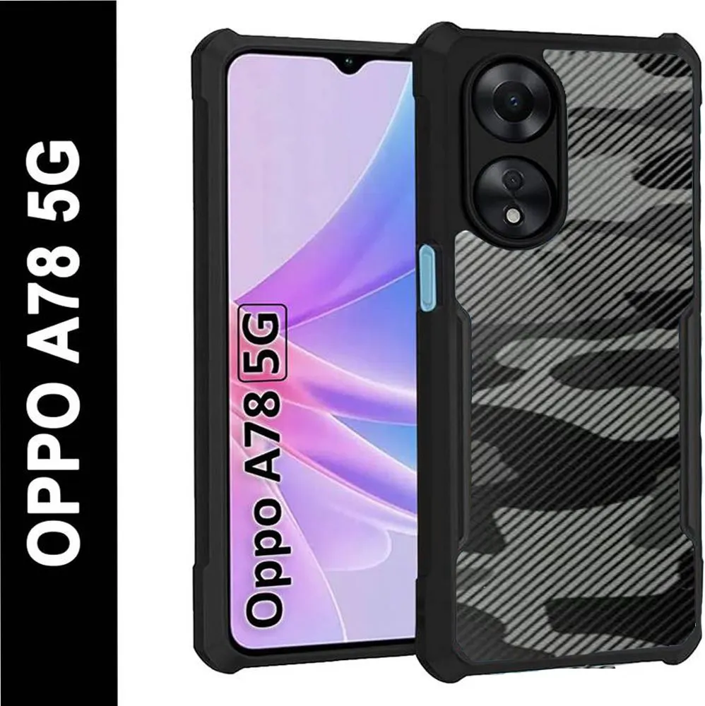 Micvir Back Cover for OPPO A78 5G (Transparent, Black, Camera Bump Protector, Pack of: 1)