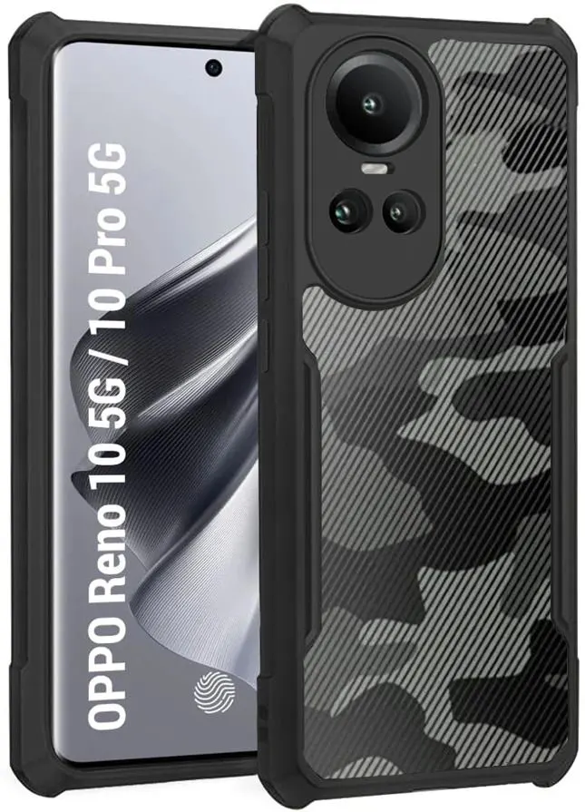 Micvir Back Cover for Oppo Reno 10 Pro 5G (Transparent, Black, Camera Bump Protector, Pack of: 1)