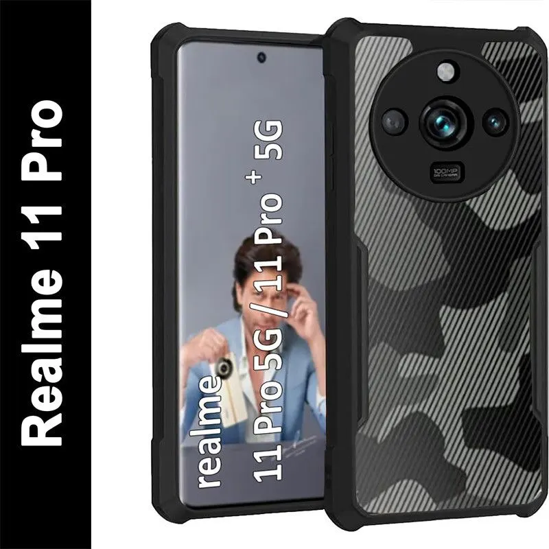 Micvir Back Cover for Realme 11 Pro (Transparent, Black, Shock Proof, Pack of: 1)