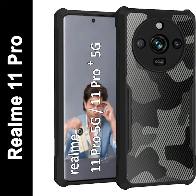 Micvir Back Cover for Realme 11 Pro Plus 5G (Transparent, Black, Shock Proof, Pack of: 1)