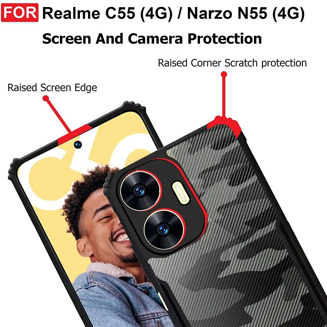 Micvir Back Cover for Realme C55, Realme Narzo N55 (Transparent, Black, Camera Bump Protector, Pack of: 1) — image 4 of 5