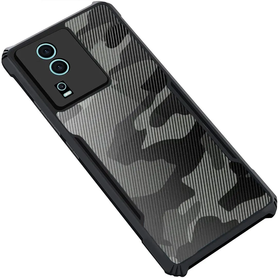 Micvir Back Cover for IQOO Neo 7, IQOO Neo 7 Pro (Transparent, Black, Camera Bump Protector, Pack of: 1)