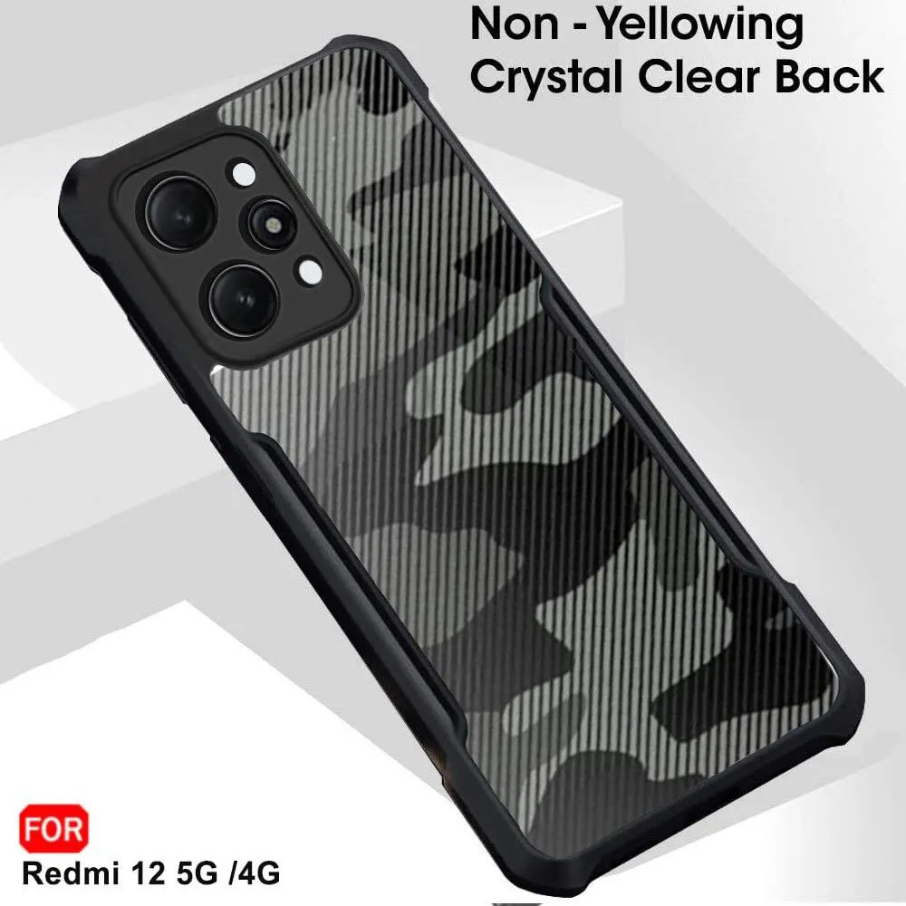 Micvir Back Cover for Redmi 12 5G (Transparent, Black, Plastic, Silicon, Pack of: 1) — image 3 of 5