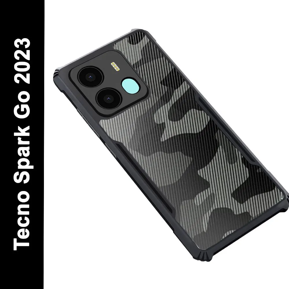 Micvir Back Cover for Tecno Spark Go 2023 (Transparent, Black, Pack of: 1)