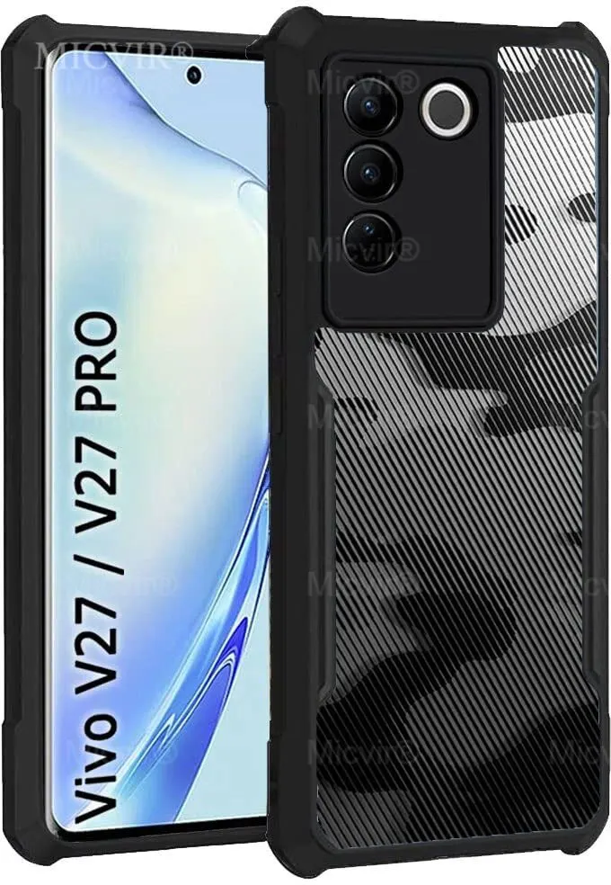 Micvir Back Cover for Vivo V27 Pro 5G (Black, Plastic, Silicon, Pack of: 1)