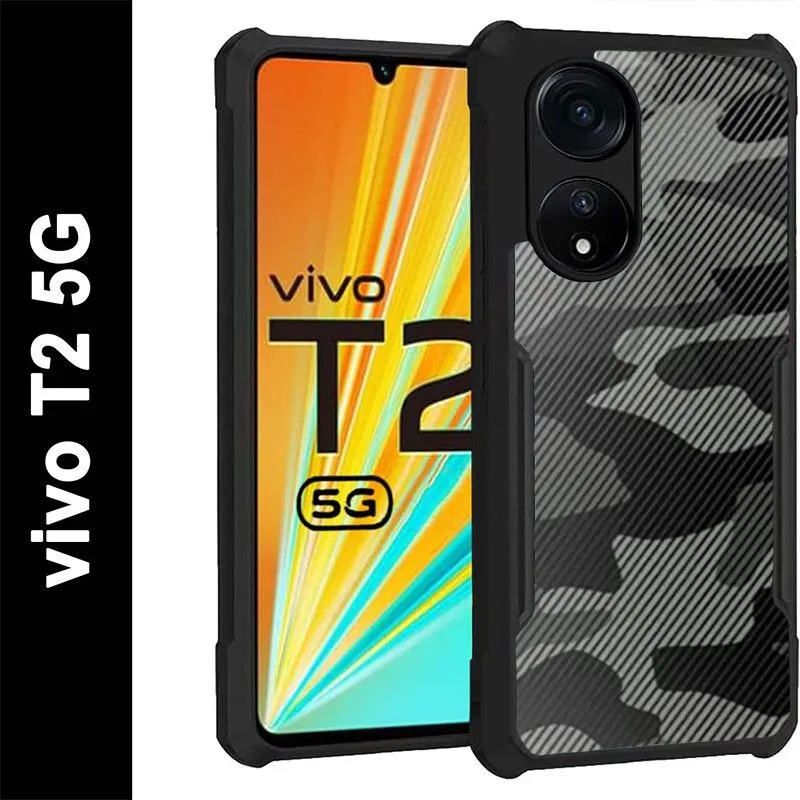 Micvir Back Cover for vivo T2 5G (Black, Pack of: 1)