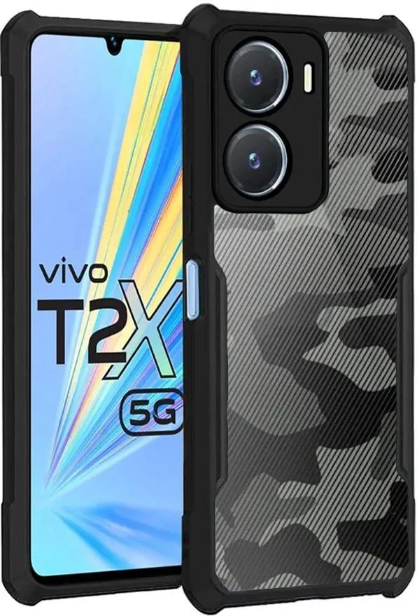 Micvir Back Cover for vivo Y16, Vivo T2x 5G, VIvo Y56 5G (Black, Plastic, Silicon, Pack of: 1)