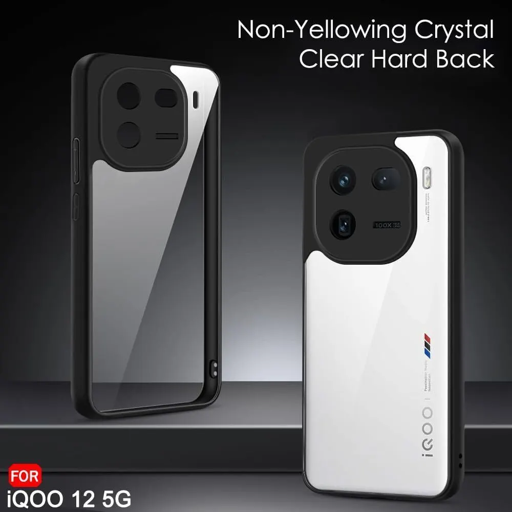 Micvir Back Cover for iQOO 12 5G (Transparent, Black, Shock Proof, Plastic, Silicon, Pack of: 1) — image 2 of 5